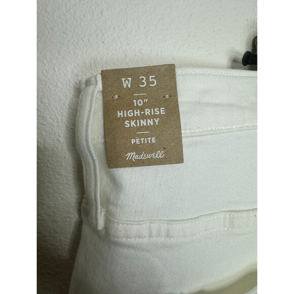 Madewell Sz 35 Petite 10" High-Rise Skinny Jeans Pure White Step-Hem Edition NWT - Picture 10 of 15